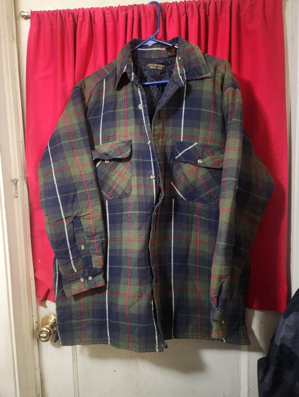 Men's Plaid Lightweight Shirt Jacket in Green & Navy